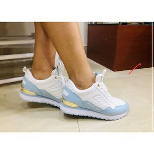 Michael Kors Logo Low Top Lace-up Trainer Sneakers Blue White US 6.5 $395